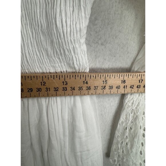 Me 2 Magic Eyelet Maxi white boho princess dress crochet 90s beach sz L - Picture 5 of 8